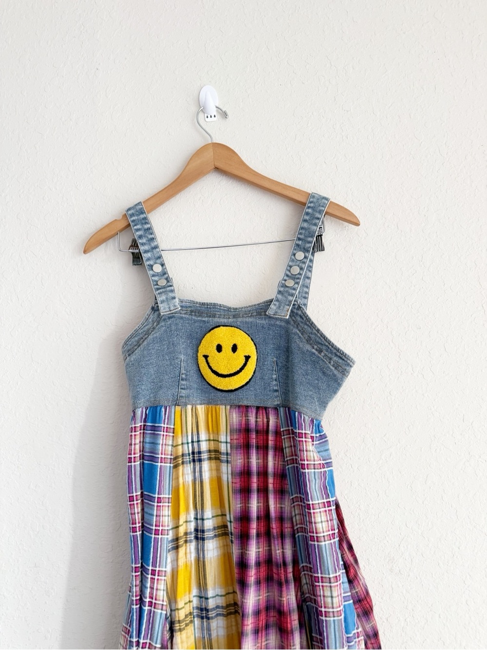 Dressed In Lala Mixed Media Plaid Denim Sundress Size Small - Picture 3 of 7